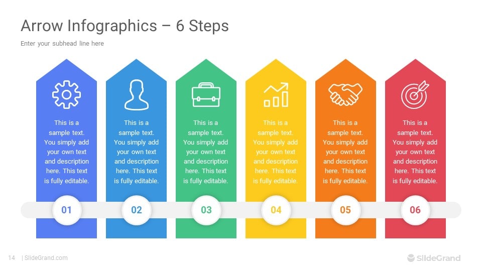 Arrow 6 Steps Infographics PowerPoint Template Designs - SlideGrand