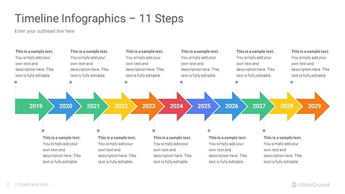 11 Steps Timeline Infographics PowerPoint Template Designs