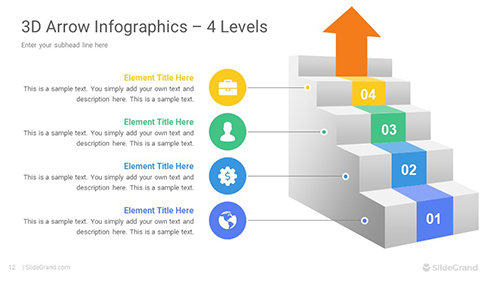 3D Arrow Infographics PowerPoint Template Designs