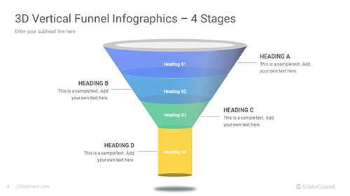 3D Vertical Funnel Infographics PowerPoint Template Designs