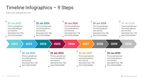 9 Steps Timeline Infographics PowerPoint Template Designs