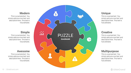 Circular Puzzle Diagrams PowerPoint Template Designs