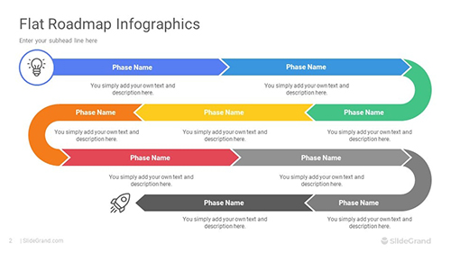 Flat Roadmap Infographics PowerPoint Template Designs