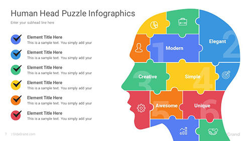 Human Head Puzzle Infographics PowerPoint Template Designs