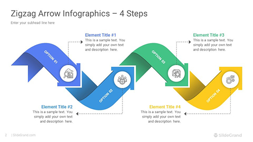 Zigzag Arrow Infographics PowerPoint Template Designs