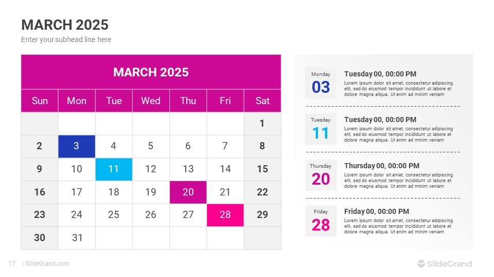 2025 Calendar PowerPoint Template Designs SlideGrand