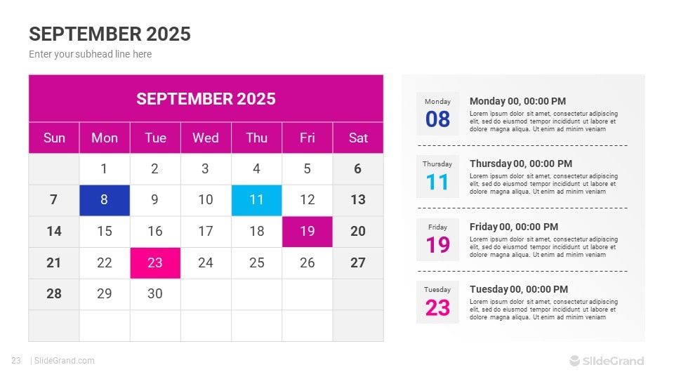 September 2025 Calendar Powerpoint Calendar 2025 Printable