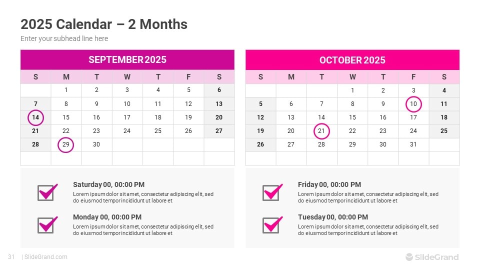 2025 Calendar PowerPoint Template Designs SlideGrand